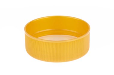 yellow plastic cap isolated on white background