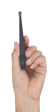 Düz uçlu siyah anti-statik cımbızlar. 