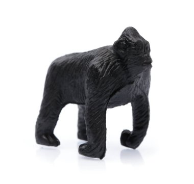 Plastic toy Baboon monkeys isolated on white background.