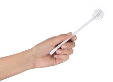 El ele tutuşan bal arayıcısı beyaz arka planda izole