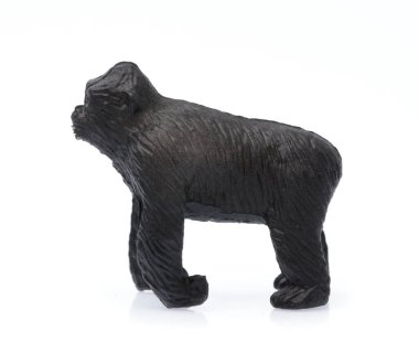 Plastic toy Baboon monkeys isolated on white background.