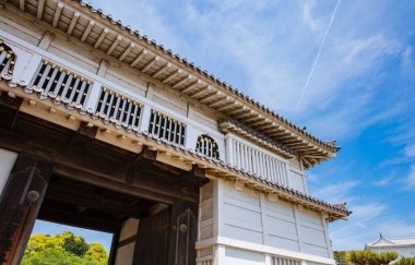 Osaka, Japan - MAY 11, 2018: Himeji Castle defensive tower and w