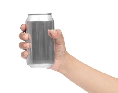 Beyaz arkaplanda el ele tutuşan metal kutular