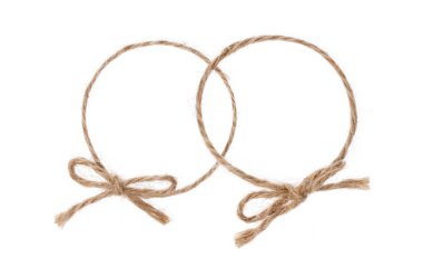 Çuval bezi ip yayı beyaz arkaplanda izole edildi