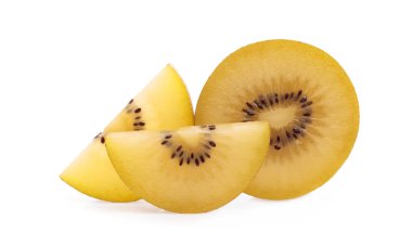 slice gold kiwi isolated on white background