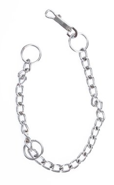 Long chain of dog collar isolated on white background