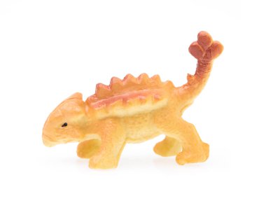Dinosaur Ankylosaurus made out of plastic. dinosaur toy isolated