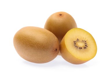 slice gold kiwi isolated on white background