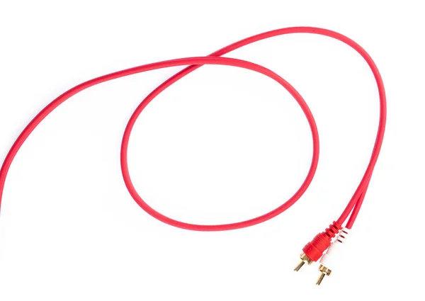 Plug RCA Cablu jack audio izolat pe fundal alb — Fotografie, imagine de stoc