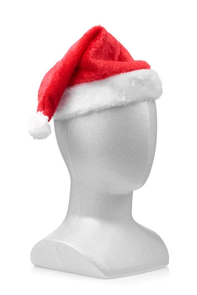 Cabeza de modelado con sombrero de santa claus aislado sobre fondo blanco — Foto de Stock