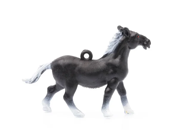 Cavalo de brinquedo feito de plástico isolado sobre fundo branco — Fotografia de Stock