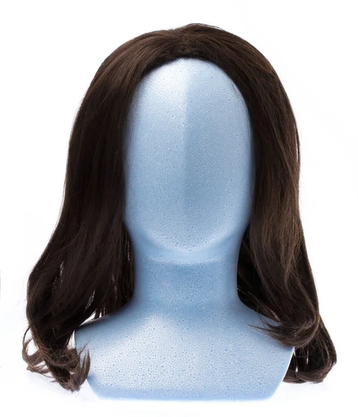 Wigs on mannequin heads of mannequins isolated on white backgrou — Φωτογραφία Αρχείου