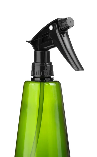 Μπουκάλι πράσινο πλαστικών ψεκασμού που απομονώνονται σε λευκό φόντο. — Φωτογραφία Αρχείου