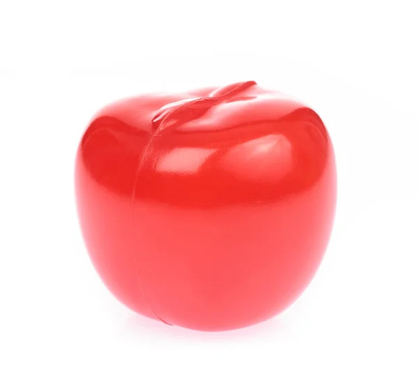 Plástico de brinquedo de frutas de maçã isolado no fundo branco — Fotografia de Stock