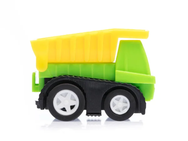 Caminhão de lixo de brinquedo isolado no fundo branco — Fotografia de Stock