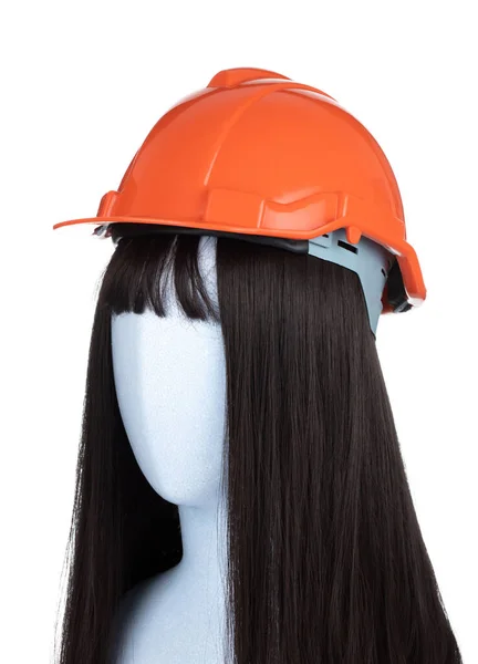 Safety helmet on mannequin head isolated on white background — 图库照片