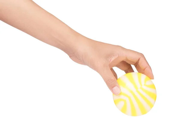 Hand holding  Ball toy Isolated on White Background — Stock Photo, Image