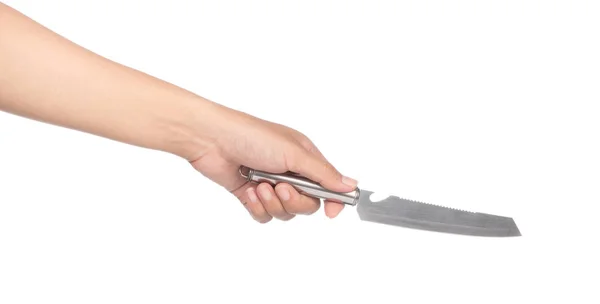 Ruce drží nůž izolovaných na bílém pozadí — Stock fotografie