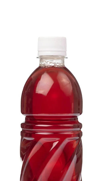 Traditional roselle juice in plastic bottle isolated on white ba — Stok fotoğraf