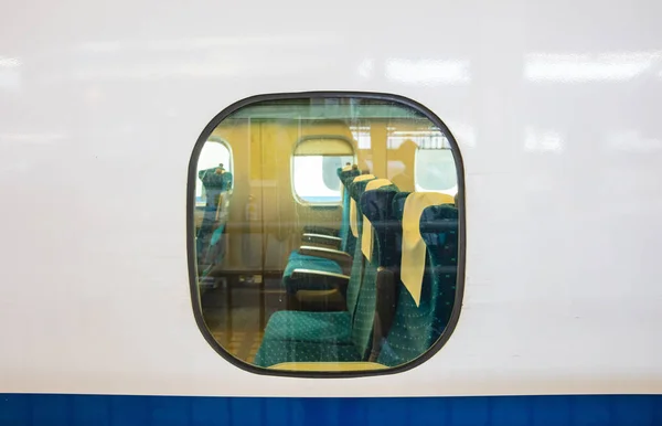 Subway car window of the modern and fast commuter train. — Stockfoto