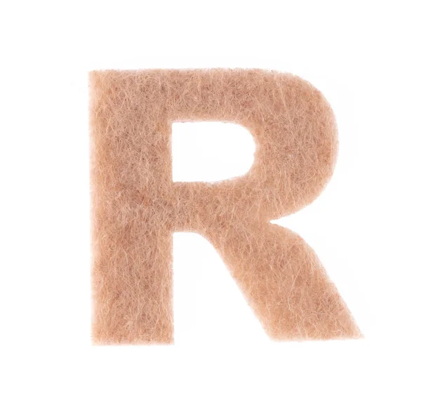 Alphabet R besteht aus Filz isoliert auf weißem Hintergrund. — Stockfoto