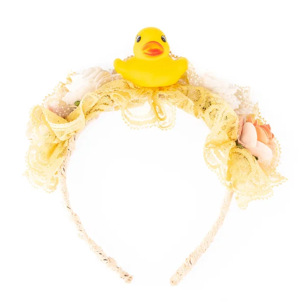 Koszorú a fej dekoráció által szép kacsa elszigetelt fehér ba — Stock Fotó