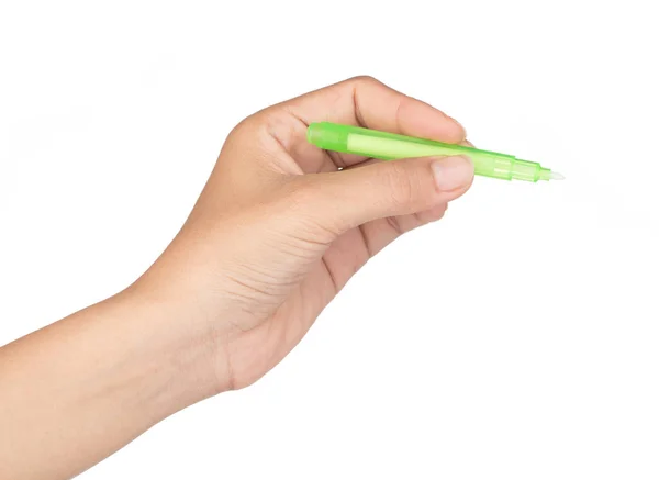 Hand holding Safety Pen uv light isolated on white background — Stock Photo, Image