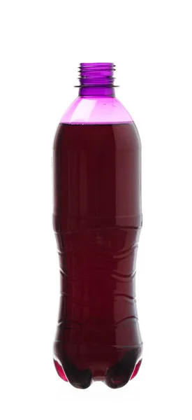 Refreshing grape drink in plastic bottle isolated on white backg — Stok fotoğraf