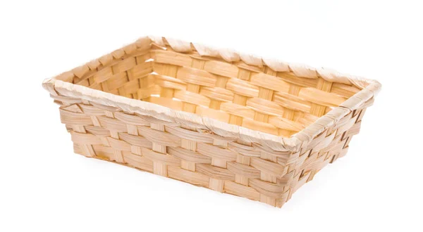 竹篮，白色背景的孤立物 — 图库照片