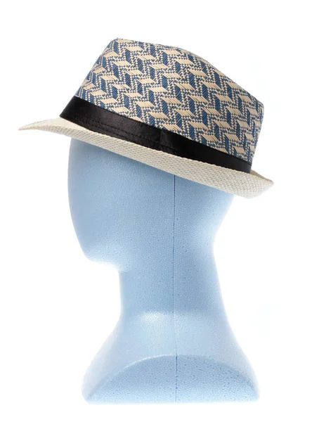 Hat weave on model mannequin head isolated on white background — Stok fotoğraf