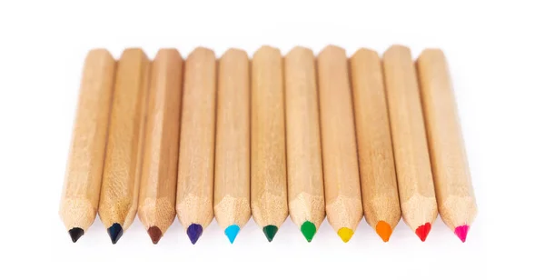 Wooden colorful ordinary pencils isolated on white background — Stock Photo, Image