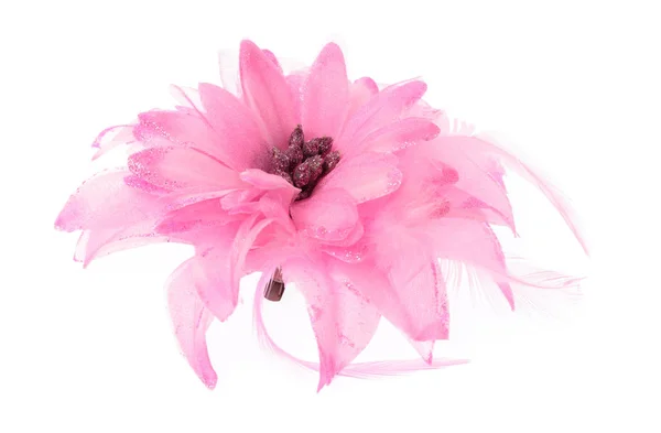 Pink flower of brooch isolated on white background — Stock Photo, Image