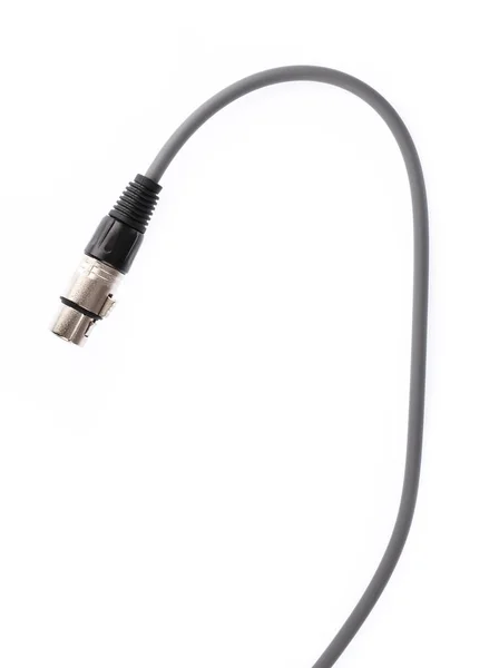 흰색 배경에 분리 된 오디오 케이블을 잭하는 스테레오 XLR — 스톡 사진