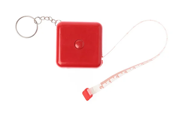 Porte-clés par ruban de mesure rouge du tailleur isolé sur blanc — Photo
