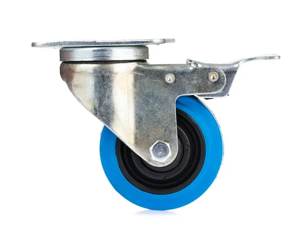 Wózek przemysłowy Zestaw obrotowy guma Caster koła izolowane na białym — Zdjęcie stockowe