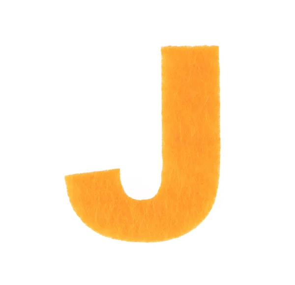 Alphabet J is made of felt isolated on white background. — ストック写真