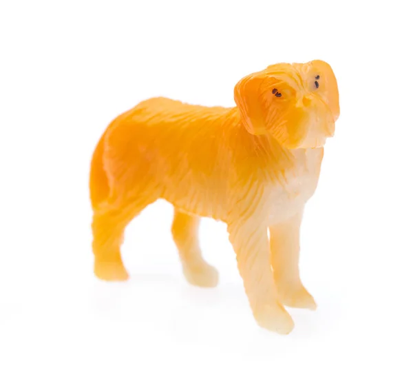 白色背景的塑料制成的玩具狗 — 图库照片