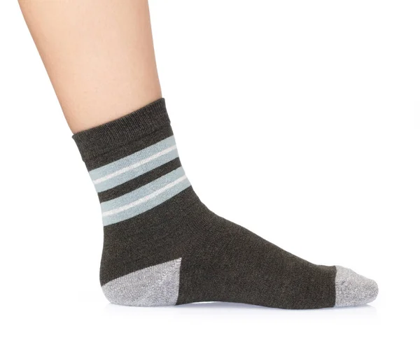 Socken Sport an den Füßen isoliert auf weißem Hintergrund. — Stockfoto