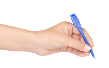 hand writing by a pencil isolated on a white background