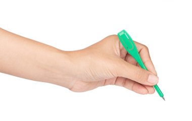 hand writing by a pencil isolated on a white background