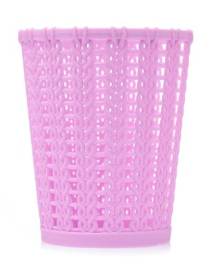 Beyaz arkaplanda izole edilmiş kalem ve kalemler için sepet.