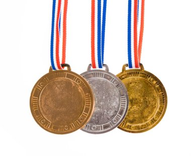 set of medals awarded isolated on white background.