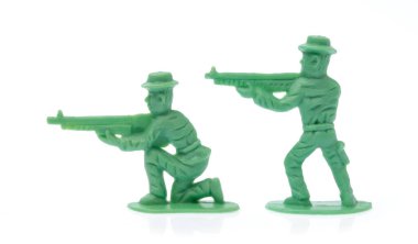 plastic toy cowboy isolated on white background