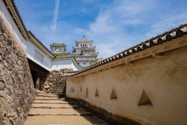 Himeji Castle defensive tower and walls with roof tile detail