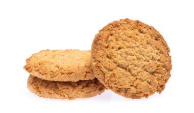close up of biscuit cookies isolated on white background