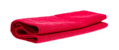 Red towel rolls isolated on white background.