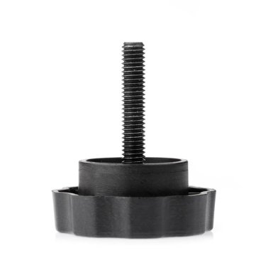 Plastik bağlayıcılar beyaz arkaplanda izole vidalar.