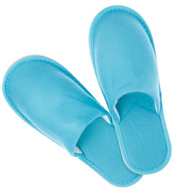 Pair of blank home slippers isolated on white background