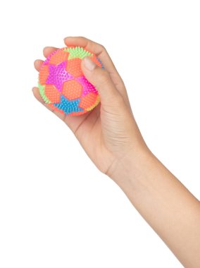 El ele tutuşan Renkli Masaj Lastik Balosu. Çivili.