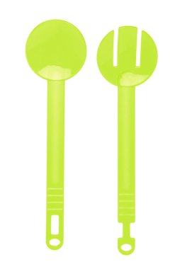 plastic kitchen utensils isolated on a white background
